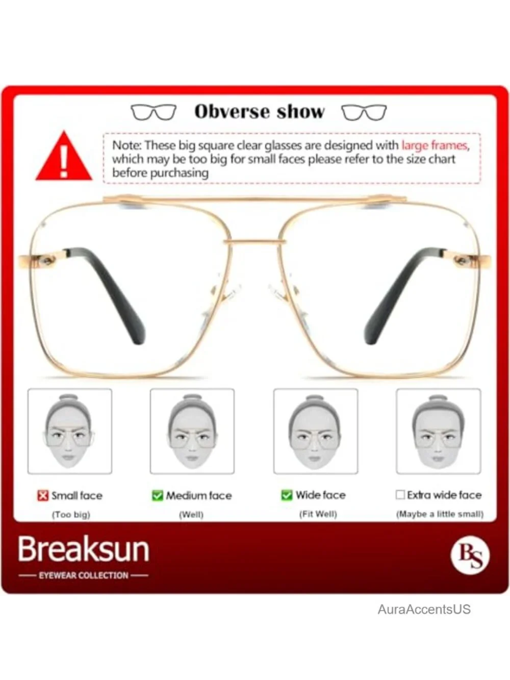 Oversized Square Aviator Sunglasses Metal Frame Tinted Gradient Lenses